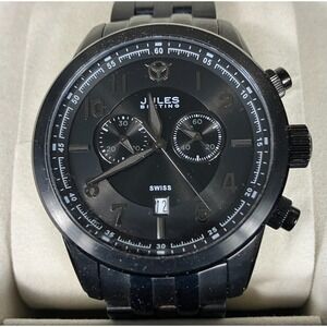 Jules Breting Geidi Prime Ion Plated Black Swiss Chronograph Quartz 46 mm